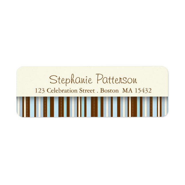Blue Stripes Whimsical Return Address Label (Front)
