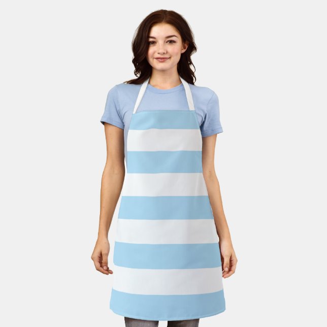 Blue Stripes, White Stripes, Striped Pattern Apron (Worn)