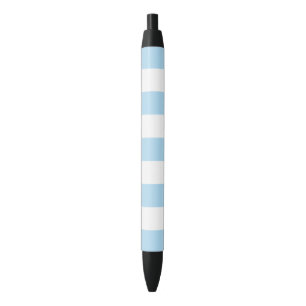 Blue Stripes, White Stripes, Striped Pattern Black Ink Pen