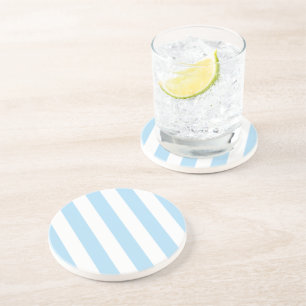 Blue Stripes, White Stripes, Striped Pattern Coaster