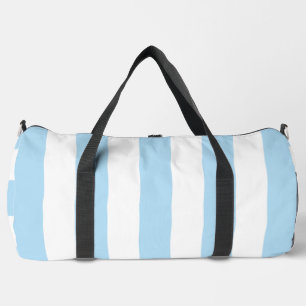 Blue Stripes, White Stripes, Striped Pattern Duffle Bag