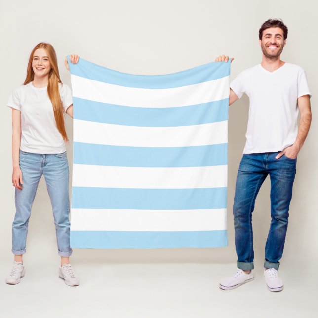 Blue Stripes, White Stripes, Striped Pattern Fleece Blanket (In Situ)