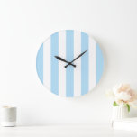 Blue Stripes, White Stripes, Striped Pattern Large Clock<br><div class="desc">Elegant, stylish and sophisticated stripes in blue and white colour. Modern and trendy gift, perfect for the stripes lover in your life.</div>