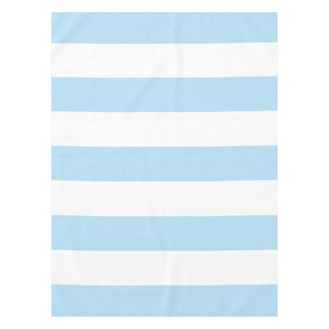 Blue Stripes, White Stripes, Striped Pattern Tablecloth (Front)