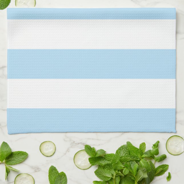 Blue Stripes, White Stripes, Striped Pattern Tea Towel (Folded)