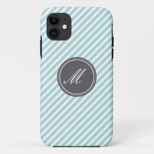 Blue Stripes with Monogram iPhone 5 Case