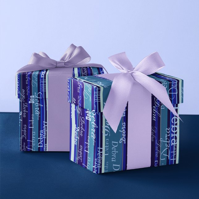 blue stripes with names wrapping paper (Creator Uploaded)