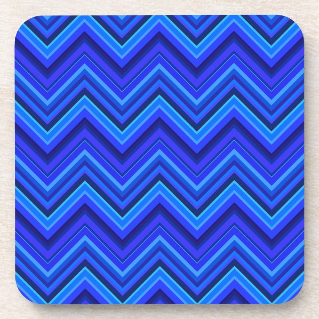 Blue stripes zigzag pattern coaster (Front)