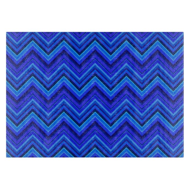 Blue stripes zigzag pattern cutting board (Front)