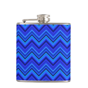 Blue stripes zigzag pattern hip flask