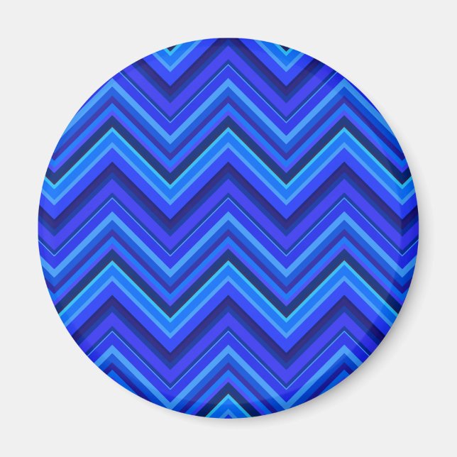 Blue stripes zigzag pattern magnet (Front)