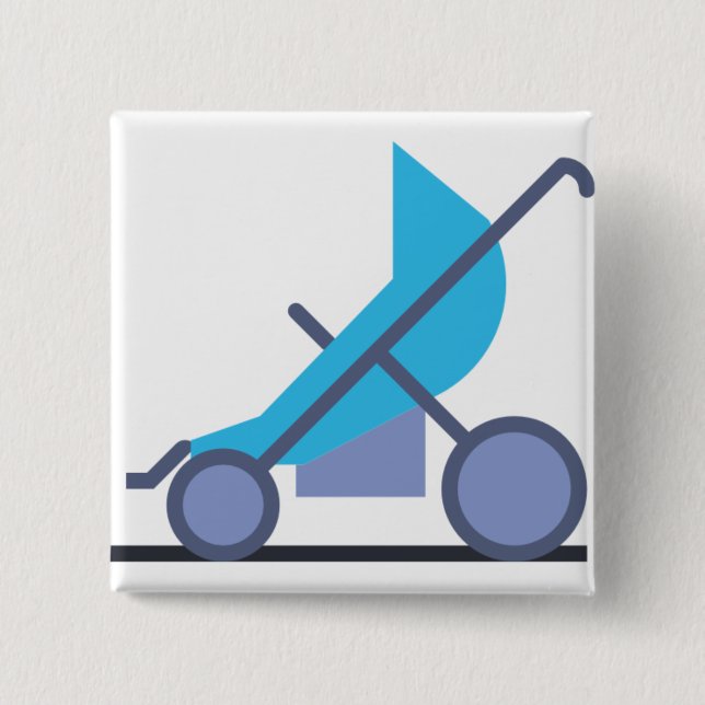 blue stroller 15 cm square badge (Front)