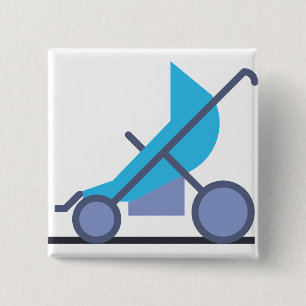 blue stroller 15 cm square badge