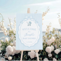 Blue Stroller Baby Boy Shower Welcome Sign Board
