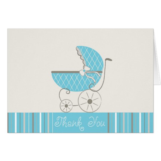 Blue Stroller Baby Shower THANK YOU Card