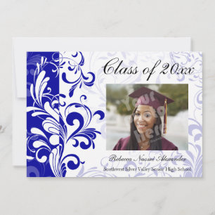 Blue Stunning Swirl Photo Graduation Announcement