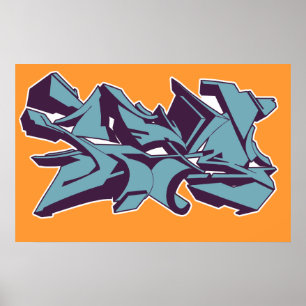 Blue STYLE graffiti Poster