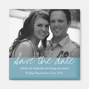 Blue Style Save The Date Photo Magnet
