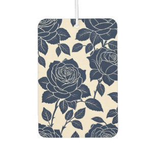 Blue Stylised Roses Car Air Freshener