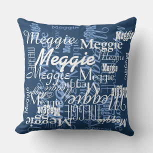 blue stylish and personalised outdoor cushion