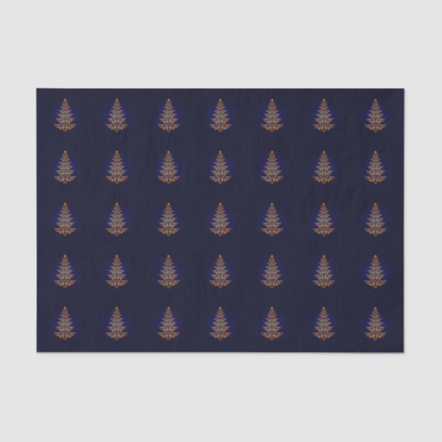 Blue Stylish Christmas Tree Tissue Paper (Front)