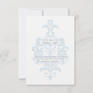 Blue Subtle Damask Response Card