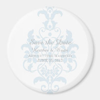 Blue Subtle Damask Save the Date Magnet