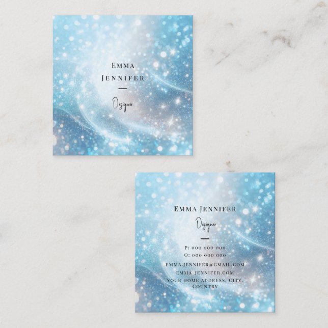 blue Subtle gentle glitter background Square Business Card (Front/Back)