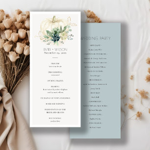 Blue Succulent Pumpkin Wedding Ceremony Program