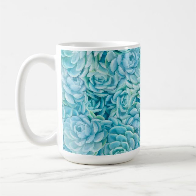 Blue succulents coffee mug (Left)