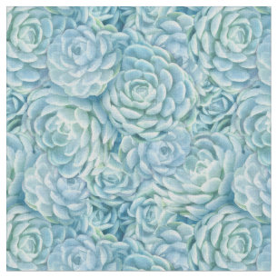 Blue succulents fabric