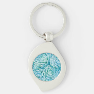 Blue succulents key ring