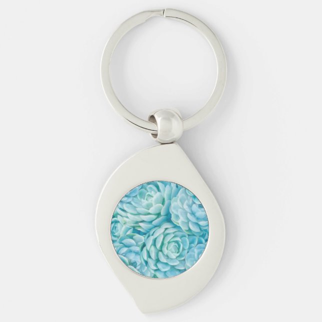 Blue succulents key ring (Front)