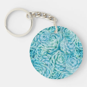 Blue succulents key ring