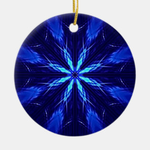 Blue Suede Star Design Ceramic Ornament