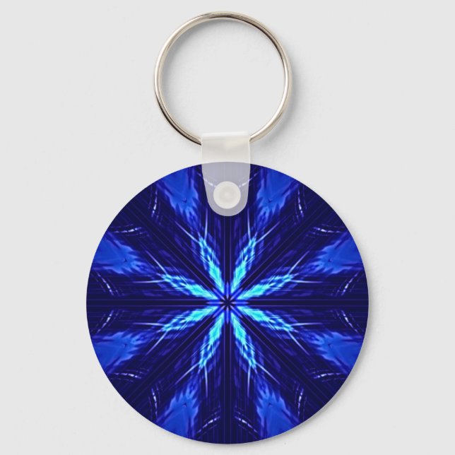 Blue Suede Star Design Key Ring (Front)