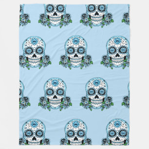 Blue Sugar Skull Fleece Blanket