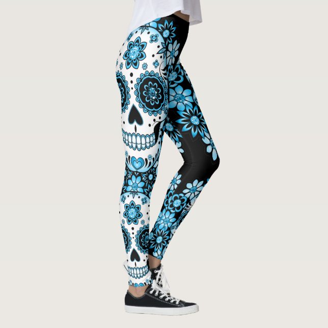 Blue Sugar Skull Leggings (Right)