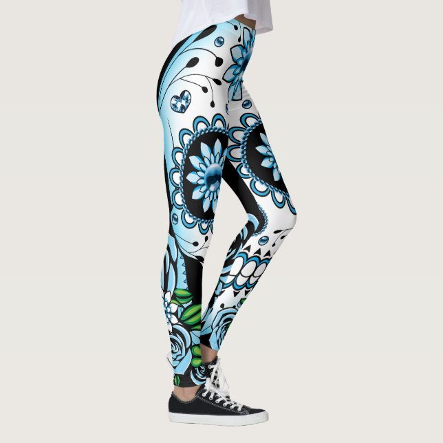 Blue Sugar Skull Leggings (Right)