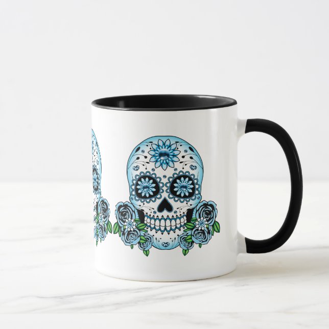Blue Sugar Skull Mug (Right)