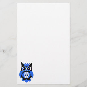 Blue Sugar Skull Owl Stationery