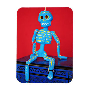 Blue Sugar Skull Skeleton Magnet