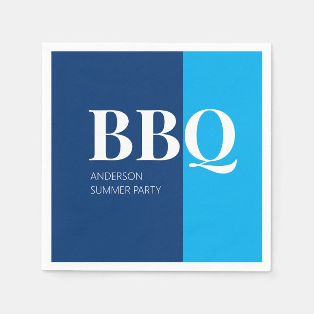 Blue Summer BBQ Party  Napkin (Front)