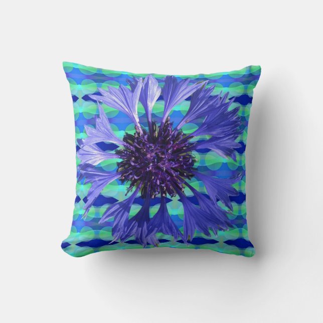blue summer cornflower cushion (Front)