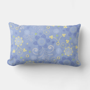 Blue Summer Daisy Lumbar Cushion