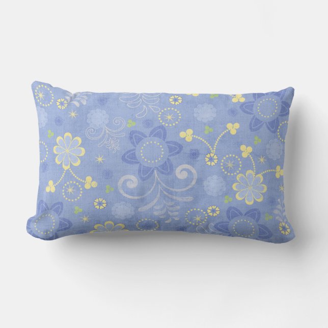 Blue Summer Daisy Lumbar Cushion (Front)