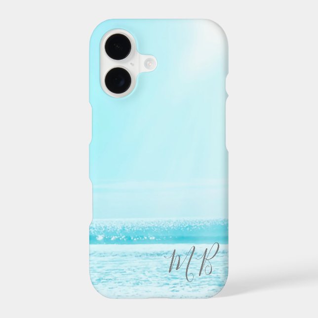 Blue Summer Ocean Seaside  Beach Monogram (Back)