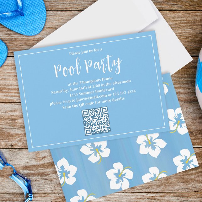 Blue Summer Party Custom Floral Invitation (Creator Uploaded)