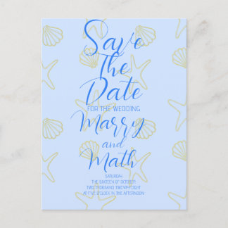 Blue Summer Simple Sea Shell and Star Beach Desing Postcard