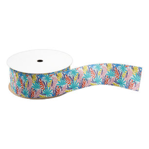 Blue Summer Wild Botanical Garden  Grosgrain Ribbon